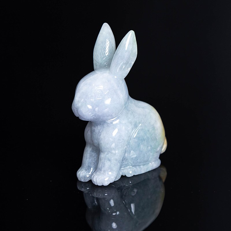 天然翡翠玉兔擺飾