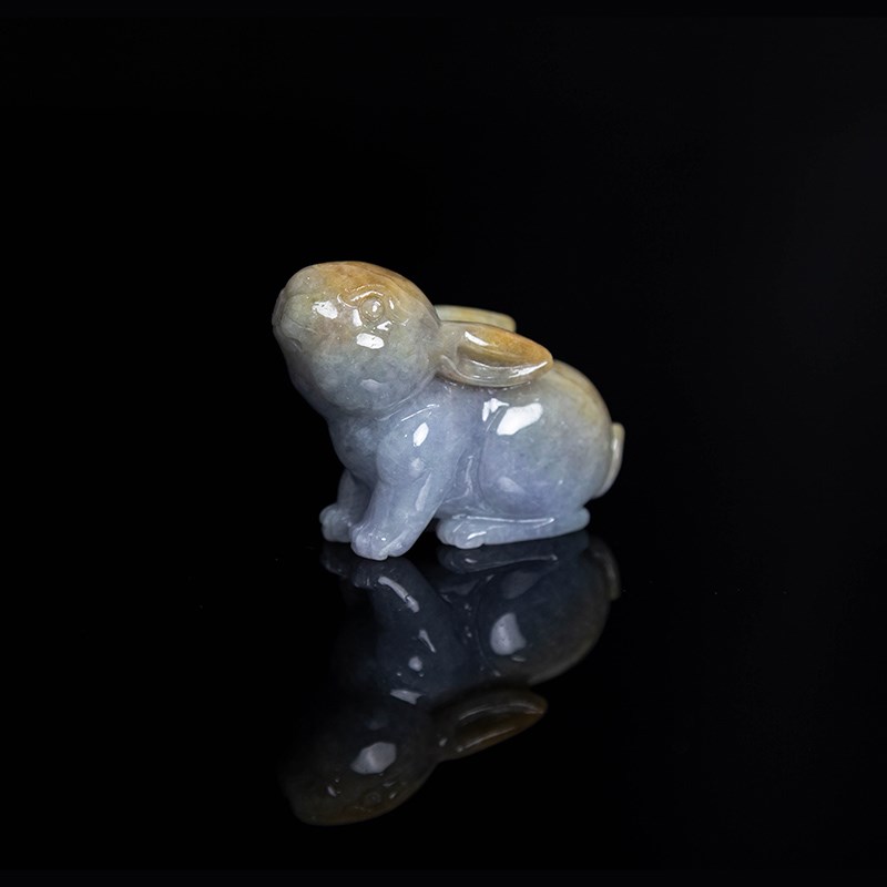 天然翡翠玉兔擺飾 