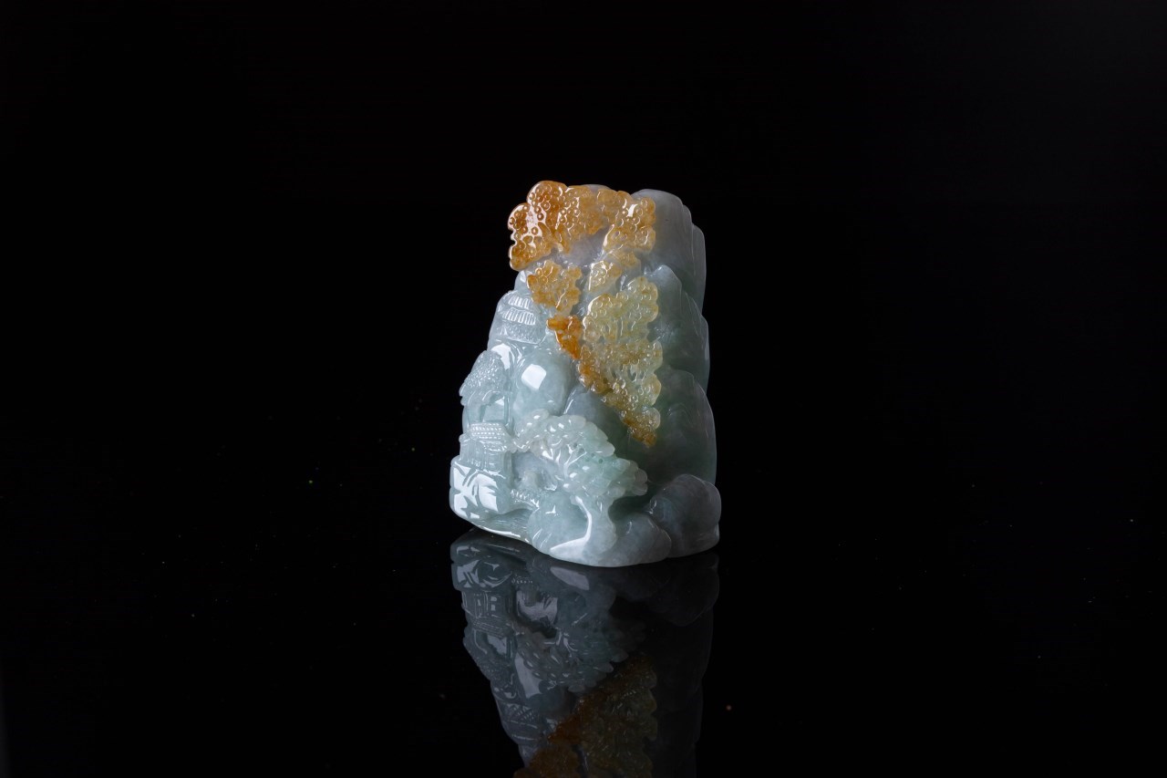 A68 山明水秀擺飾 A貨翡翠 