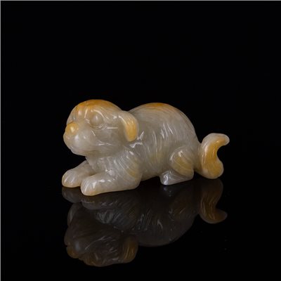 天然翡翠狗狗擺飾