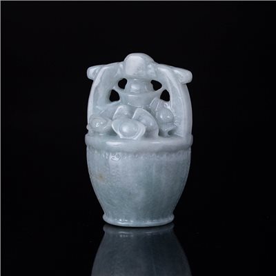A47手工雕刻 翡翠聚寶盆