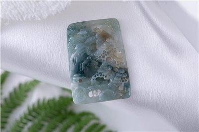 藍綠撒金山水牌